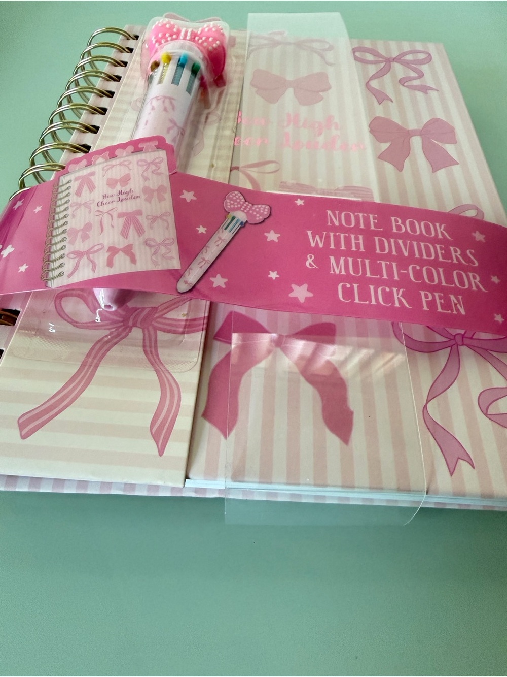Pink Bow Notebook with Multi-Color Click Pen - Picture 6 of 8